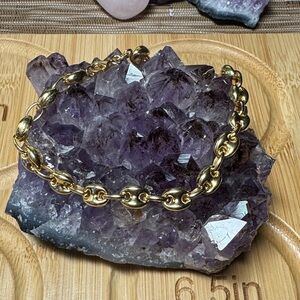 Puffed Mariner link chain bracelet, Gold over 925 Sterling Silver